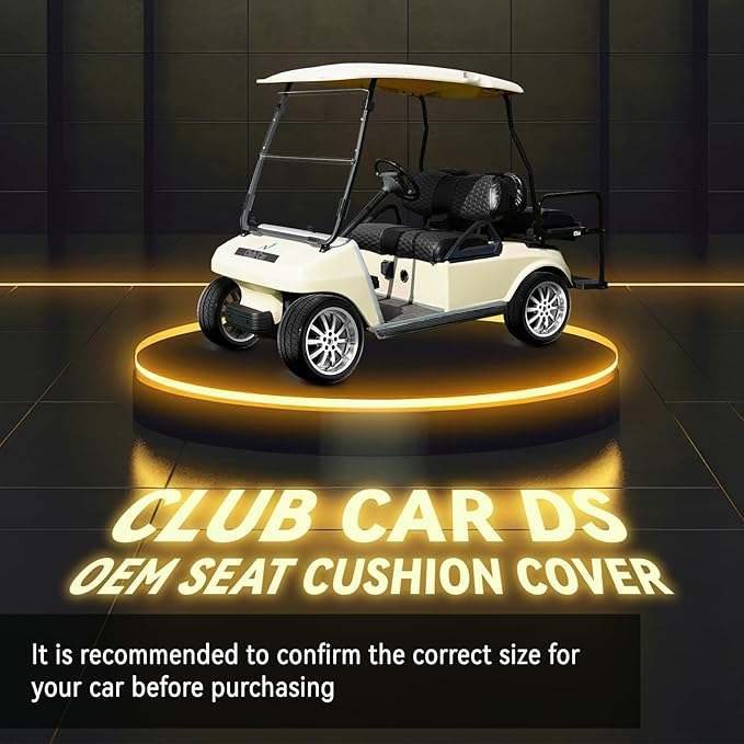 Golf Cart Seat Covers for EZGO TXT Club Car DS Gas or Electric OEM Regular Seat Cushion, No Staple, Golf Cart Vinyl Replacement Seat Cover