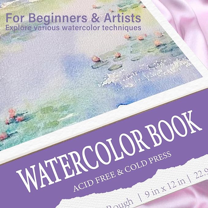 KIWIHUB Watercolor Paper Pad, 9 x 12 in, 100% Cotton, 140lb Medium Rough Artist - Image 7