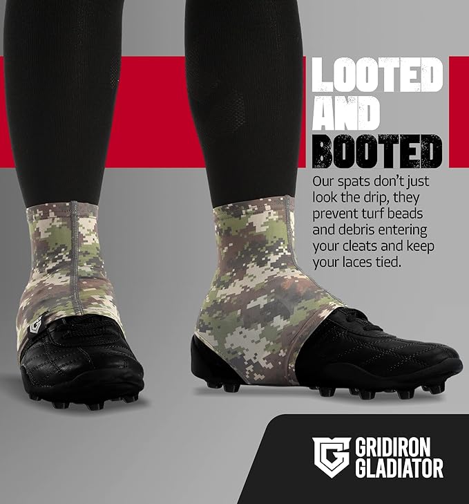 Gridiron Gladiator Cleat Covers - Football Spats - Football Cleat Socks - Cleat Spats for Soccer, Baseball & Softball