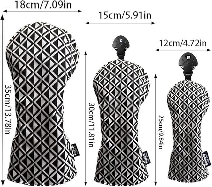 ROYMADE Golf Club Head Covers, 4-Piece Set,Waterproof Headcovers for Driver, Fairway Wood and Hybrid, with Interchangeable No. Tags 2/3/4/5/6/7/X Golf Accessories for Men Women