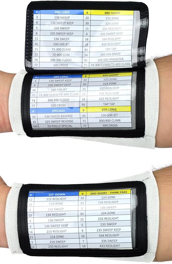 Sports Unlimited Youth Triple Wrist Coach, Football Wristbands for Plays, Baseball Wristbands, QB Arm Bands