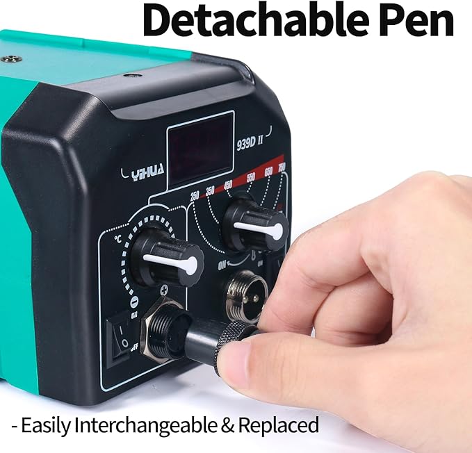 YIHUA 939D-II Pyrography Pen Wood Burning Kit Station 2-in-1 Solid-Point - Image 5