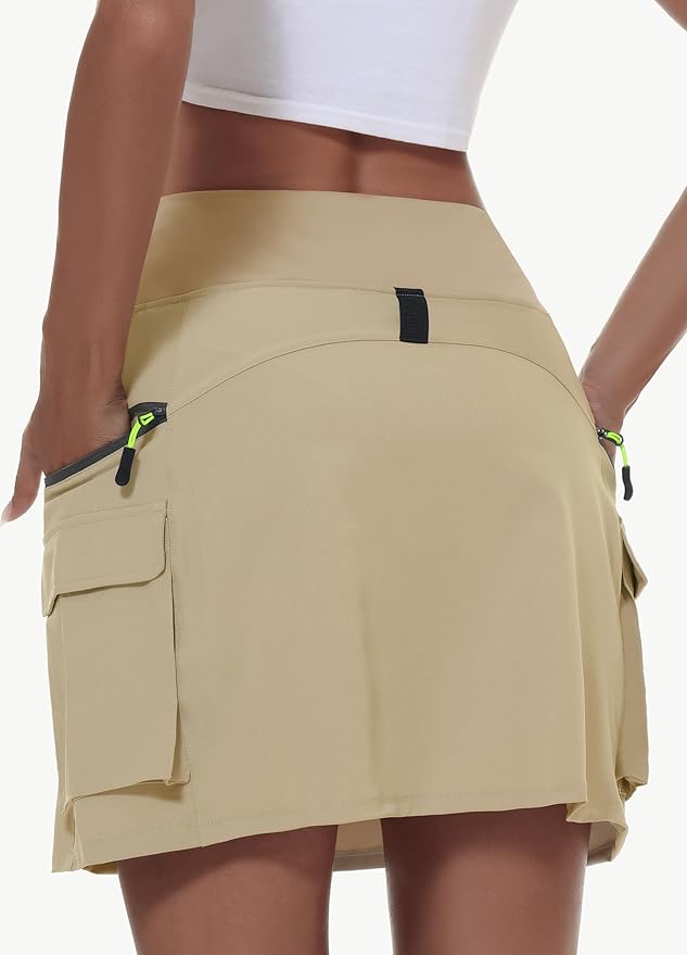 MIVEI Skorts for Woman - Hiking Cargo Skorts with Zipper Pockets, High Waisted Quick Dry Golf Workout, Dressy Casual