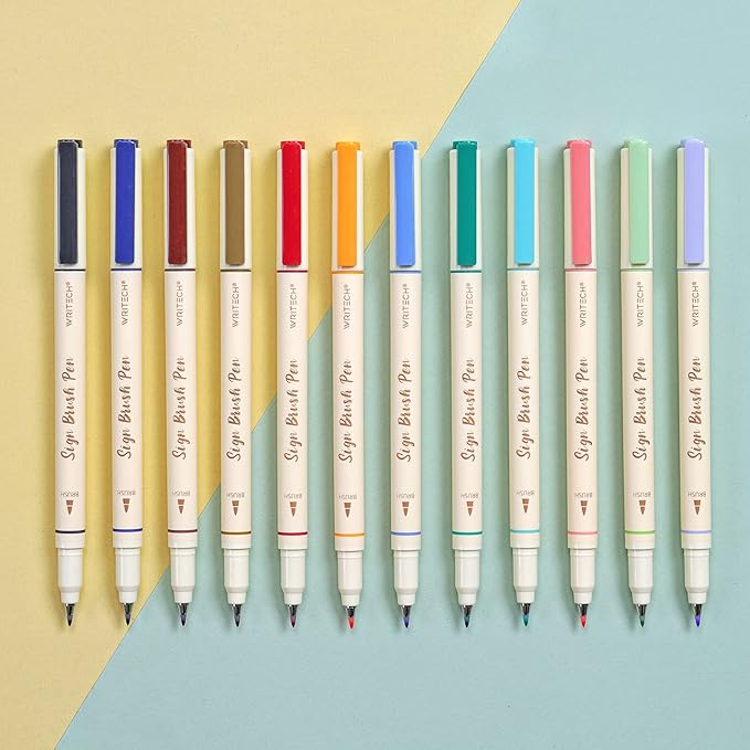 WRITECH Arts Sign Brush Pen Brush Tip Marker Felt Tip Water Based Ink Color by WRITECH