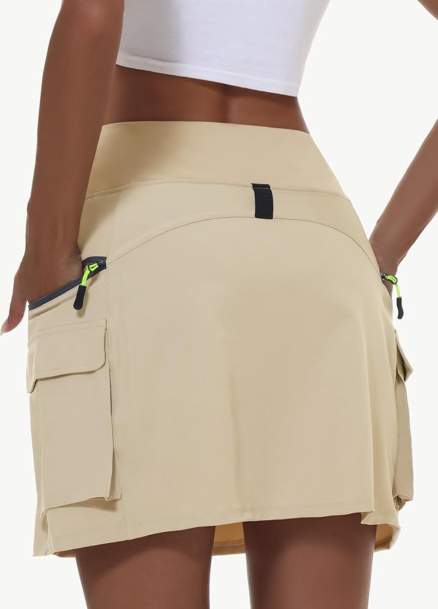 MIVEI Skorts for Woman - Hiking Cargo Skorts with Zipper Pockets, High Waisted Quick Dry Golf Workout, Dressy Casual