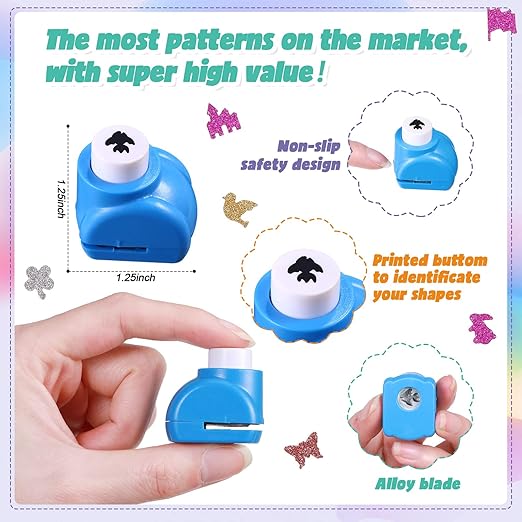 Geyee 68 Pieces Scrapbook Paper Punch Hole Punches Shape Mini Gift Card Punch - Image 3