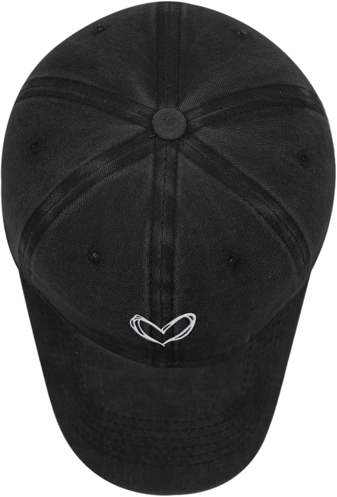 Pairxily Vintage Heart Embroidered Baseball Cap Distressed Adjustable Hat for Women Low Profile Dad Hats Unisex Cotton Cap