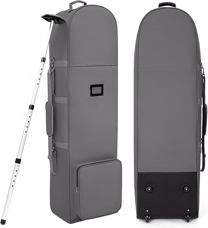 DAREKUKU Golf Travel Bags for Airlines with Adjustable Support Rod and Detachable Shoulder Straps, Hard case Top Soft Foldable Golf Club Travel Covers