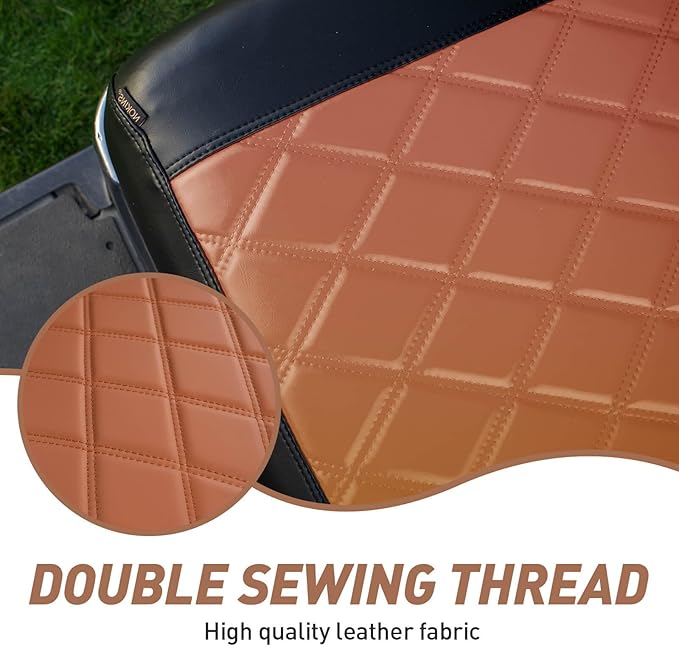 NOKINS Golf Cart Diamond Seat Covers Kit, Fit for Yamaha Drive/Drive 2 OEM Standard Front Seat Cushion, Golf Cart Vinyl Seat Cover, No Nails Required (Brown and Black)