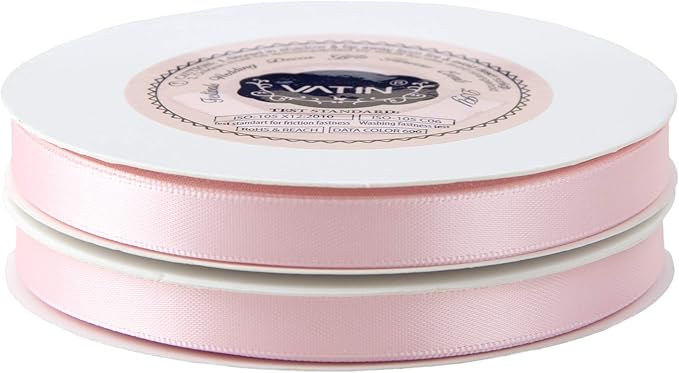 VATIN 3/8 inches Double Faced Light Pink/Baby Pink Polyester Satin Ribbon - Image 3