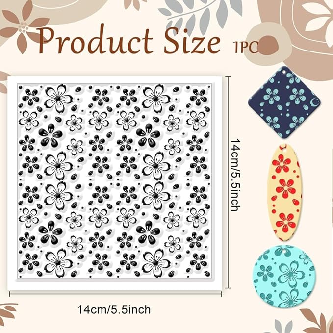 CHGCRAFT Cherry Blossoms Polymer Clay Texture Sheets Flowers Texture Silicone - Image 2