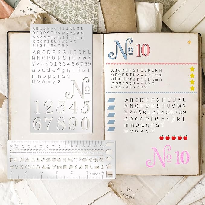 4 Pieces Metal Planner Stencil Journal Engraving Stencils Rustproof Small - Image 3