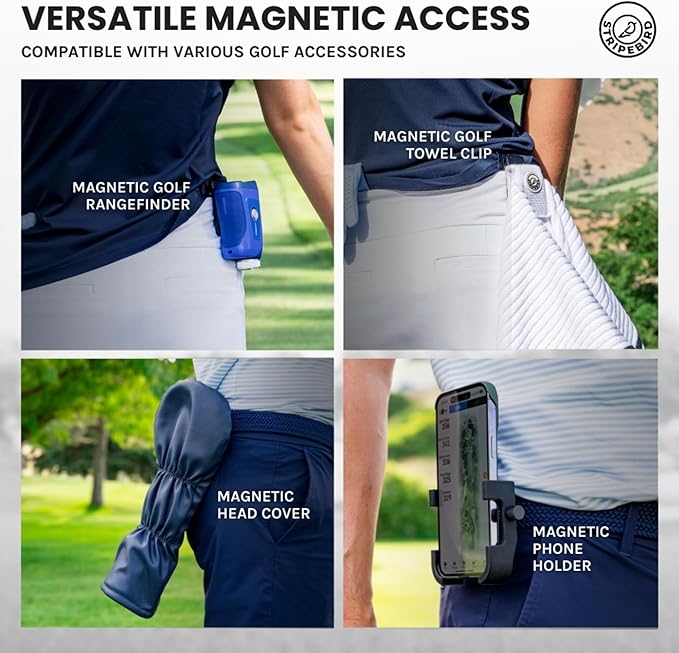 Stripebird - Golf Magnetic Belt Clip (Black) - Magnetic Clip for Attaching Accessories to Belt - Ultra-Strength Neodymium Magnet - Easily Access Accessories