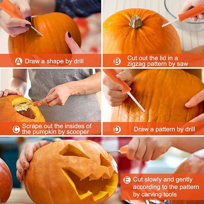 Pumpkin Carving Kit Tools Halloween, Stainless Steel Double-side Sculpting Tool - Image 2