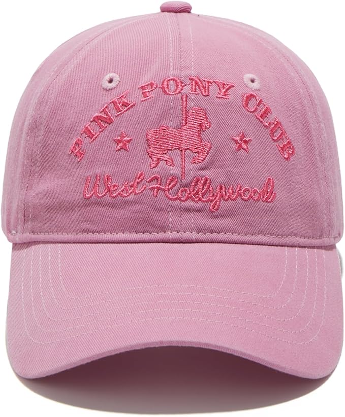 Pink Pony Club Embroidered Trucker Hat Women Baseball Cap Adjustable Cotton dad hat.