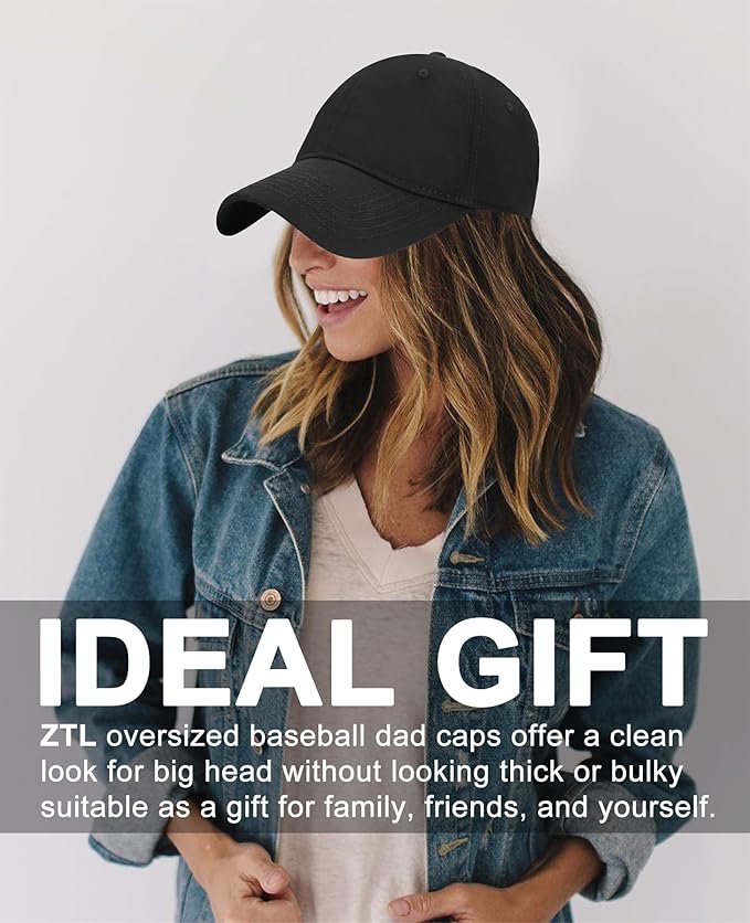 Oversize XXL Baseball Cap for Big Heads 23.6"-25.6", Extra Large Cotton Baseball Hat, Plus Size Unstructured Dad Hats