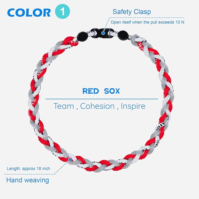 3 pcs Baseball Rope Necklaces, League Team Colors Braided Necklace, Baseball Team Gifts