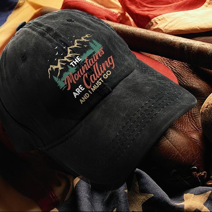 Hiking Adjustable Washed Cotton Baseball Cap, Funny Retro Trucker Hat Gift for Men Women Dad Mom Hiking Lover