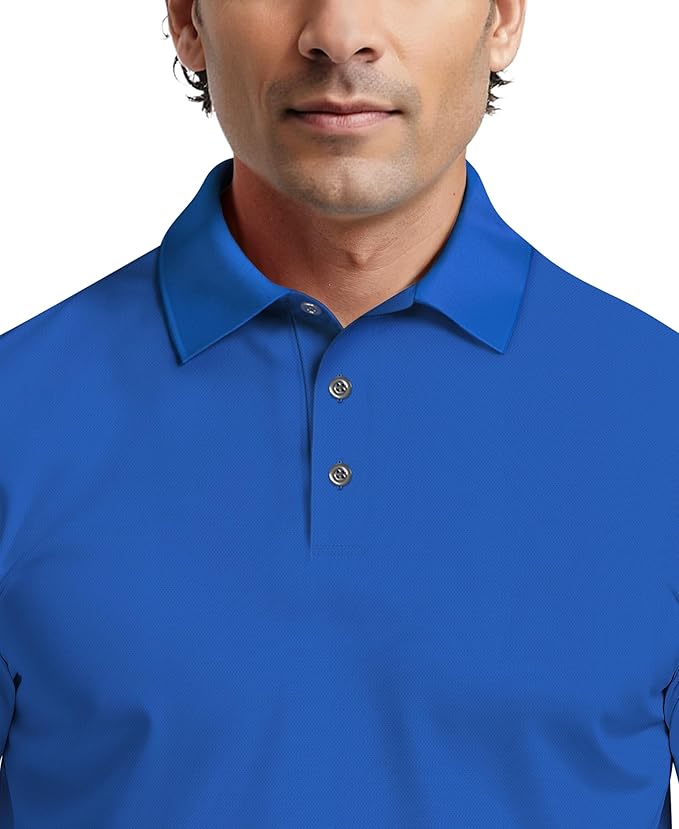 PGA TOUR Men's Airflux Solid Mesh Short Sleeve Golf Polo Shirt