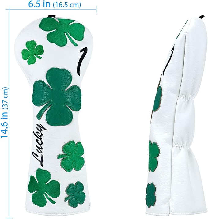 Craftsman Golf Green Lucky Clover Driver Wood Hybrid Headcover Blade Mallet Putter Cover for Scotty Cameron Taylormade Odyssey Also for Custom Version with Your Name Stitched