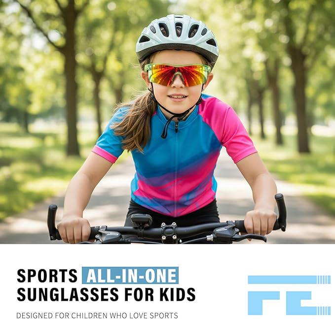 FEISEDY Kids Teens Baseball Polarized Sunglasses Sports TR90 Frame Boys Girls Cycling B2454