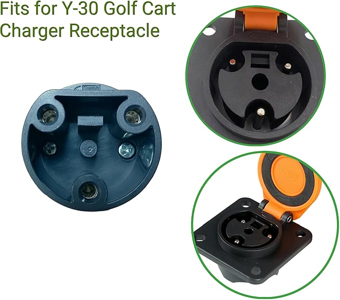 JOEEGO Y-30 Charging Power Cord Assembly Compatible with Coleman DR48V & Kandi Kruiser 4P AGM Battery Golf Carts, ETL Listed (8.2ft)