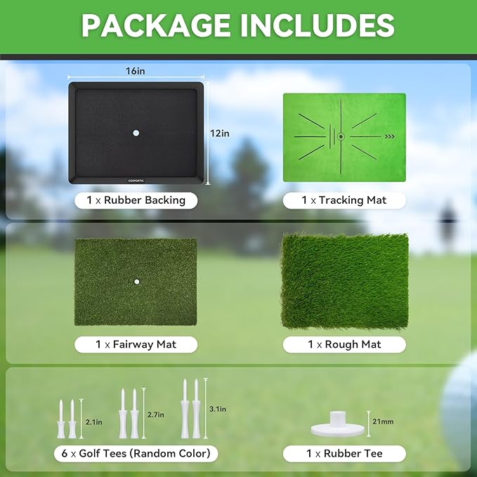 Golf Hitting Mat, Golf Training Mat for Swing Path Feedback Detection Batting,Extra Replaceable Golf Practice Mat, Golf Gifts for Men Women for Home Indoor Outdoor