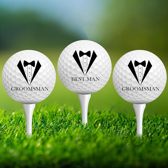 Lunmon 6 Sets Groomsman Balls Set Groomsman Proposal Gift for Men with Balls and Gift Box for Wedding Best Men DIY Gifts