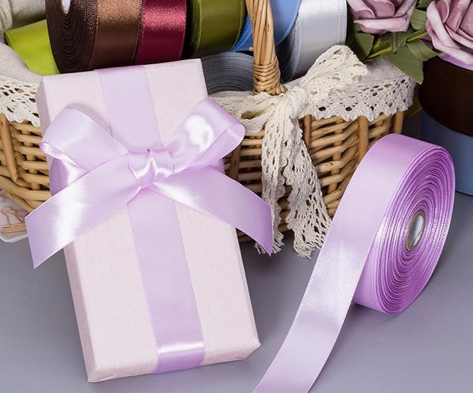 1 Inch Lilac Solid Satin Ribbon, 50 Yards Craft Fabric Ribbon - Image 2