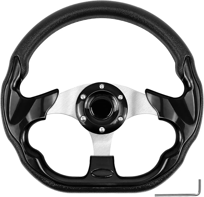 Golf Cart Steering Wheel, Skid Steering Wheel, Universal Golf Cart for Club Car EZGO RXV and TXT, Yamaha, Precedent Tempo, DS