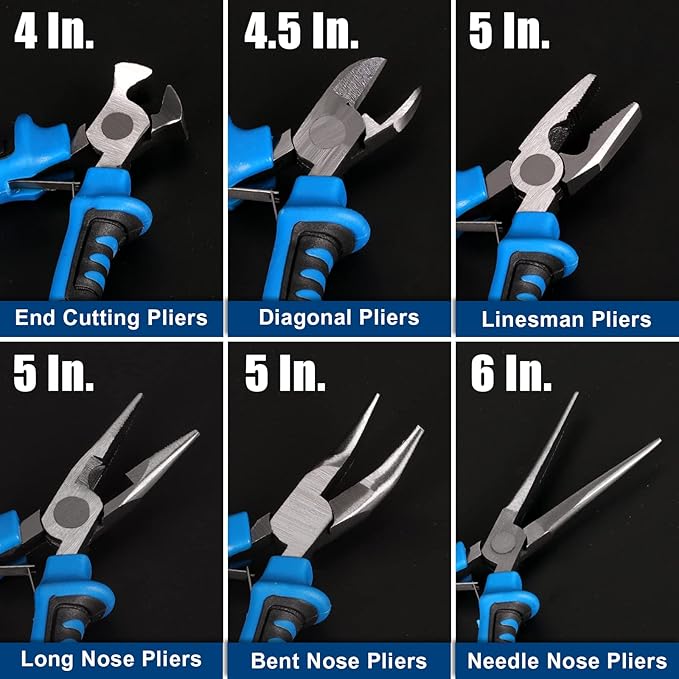 COMOWARE 6-Piece Mini Pliers Set, Bent & Cutting Tips - Image 2