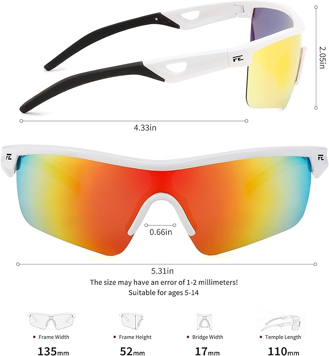 FEISEDY Kids Teens Baseball Polarized Sunglasses Sports TR90 Frame Boys Girls Cycling B2454
