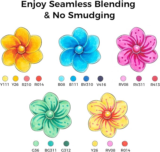 Ohuhu Alcohol Markers Brush Tip: 168-Color Double Tipped Art Marker Set - Image 3
