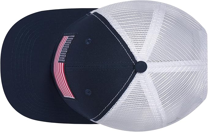 American Flag Trucker Hat, Patriotic Baseball Cap for Men & Women, Breathable Mesh Adjustable Snapback, USA Flag Patch