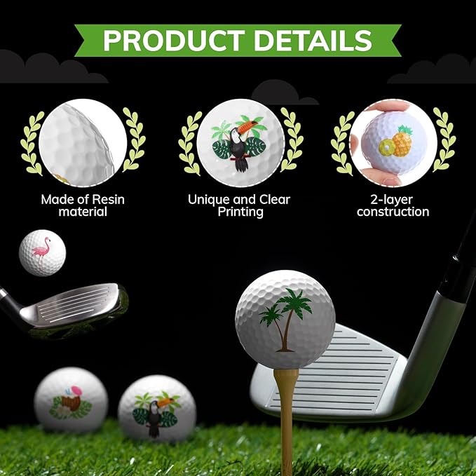 Civaner Hawaii Golf Balls Gift Set Tropical Collection Golf Accessories Novelty Funny Golfer Birthday Gifts for Men Women Coworkers Employee Golfers Lovers