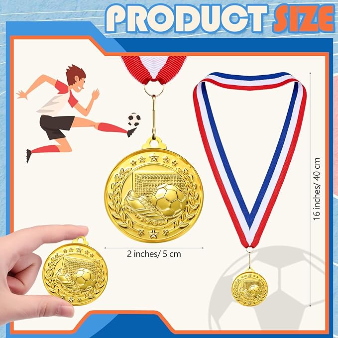 Misdary 12 Pack Medals with Neck Ribbons Team Participation Trophies for Kids Sports Awards Party Favors for Sports Competitions Celebration Gift