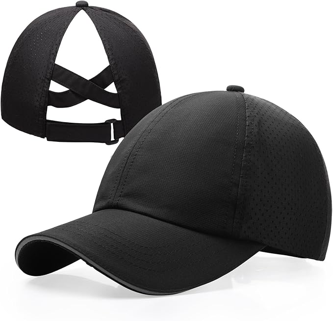 Girls Criss Cross Ponytail Hat Mesh Baseball Cap Kids Quick Dry Ponycap Hats Outdoor Summer Sports Hat Age 7-12