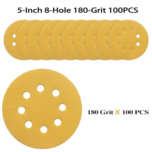 100PCS 5 Inch 8 Hole Sanding Discs 180 Grit - Image 2