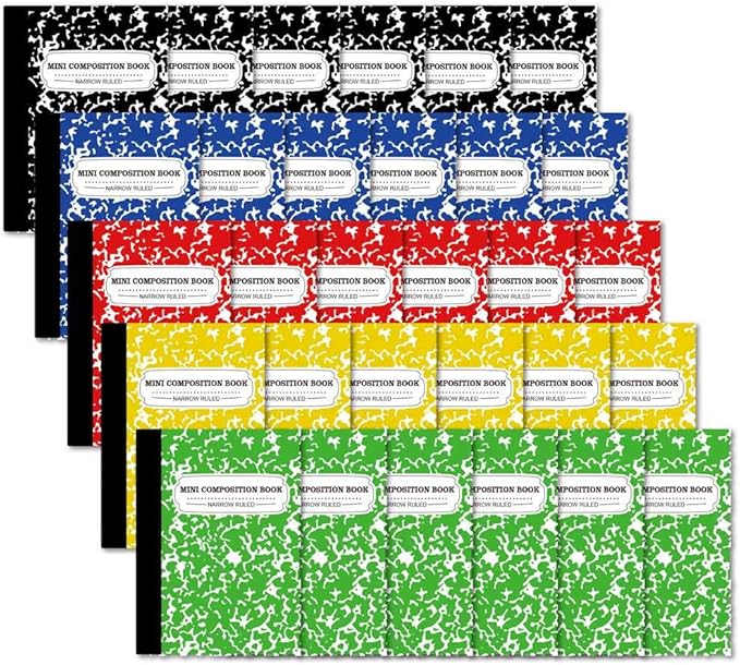 Composition Notebook, Mini Sized 30 Pack 5 Colors Narrow Ruled Mini Composition by feela
