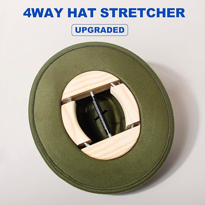 4 Way Hat Stretcher, Hat Stretcher for Fitted Hats, Heavy Duty Hats Shaper Extender w. Lever Wrench for Men All Kind of Caps