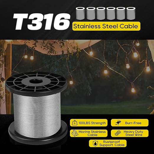 316 Stainless Steel Cable, 1000FT 1/32IN Wire Rope 7 * 7 Strand - Image 3