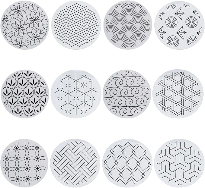 FREEBLOSS 12Pcs Sashiko Stencils Sashiko PET Template Drawing Line Template by FreeandCreativeCraftsArt