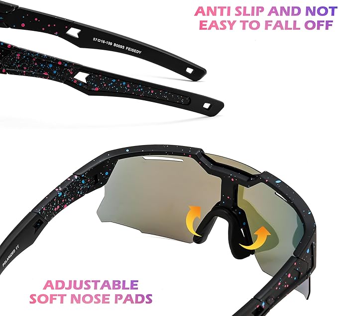 FEISEDY Kids Sunglasses Youth Baseball Sun Glasses, UV400 Sports Teens Cycling Shades for Boys Girls Age 8-16 B0048