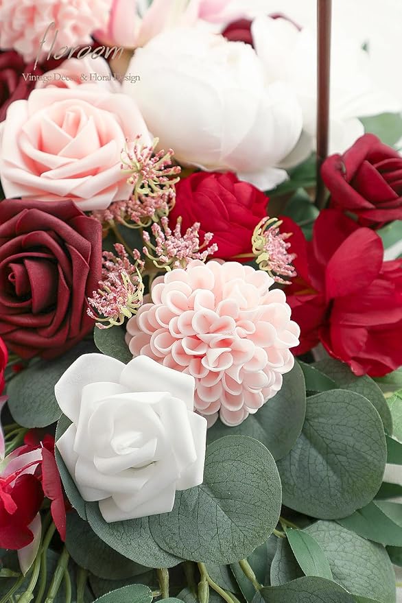 Floroom Artificial Dahlia Flowers 25pcs Real Looking Blush Foam Fake Roses - Image 4