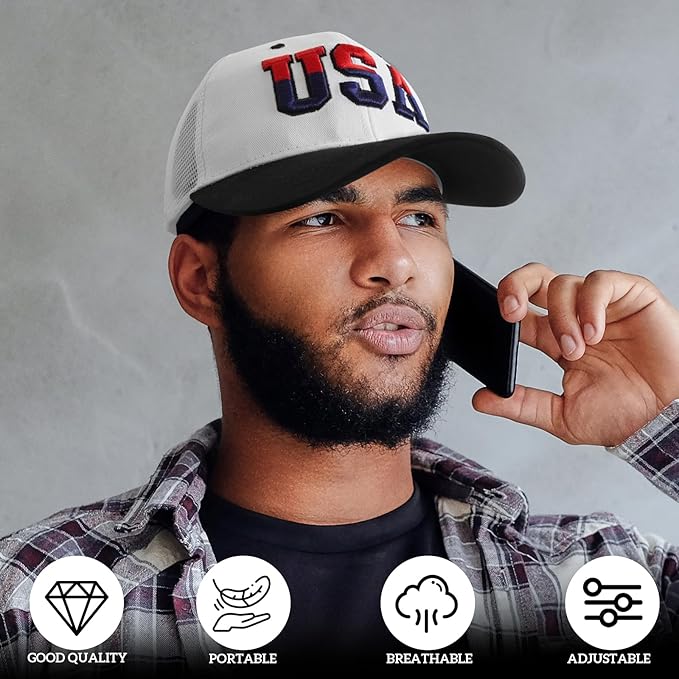 American Flag Patriotic Baseball Cap | Embroidered USA Flag 100% Cotton Adjustable Hat for Men & Women