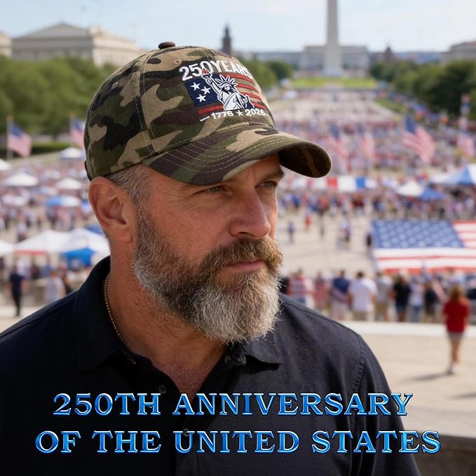 2 Pack USA 250th Anniversary Washed-Cotton Baseball Cap Patriotic Hat American 250 Year Merchandise for Men Women