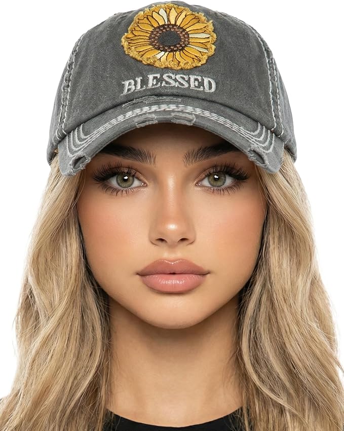 Funky Junque Distressed Vintage Baseball Cap - Embroidered Patch Women's Hat - Holiday, Lifestyle & Patriotic Designs