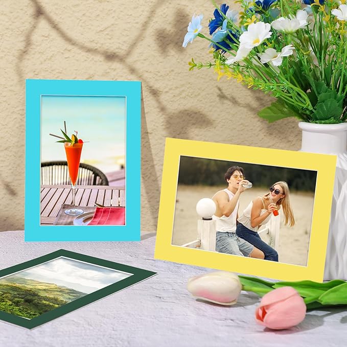 15 Pack 5x7 Picture Mats, Mixed Colors Frame Mattes - Image 7