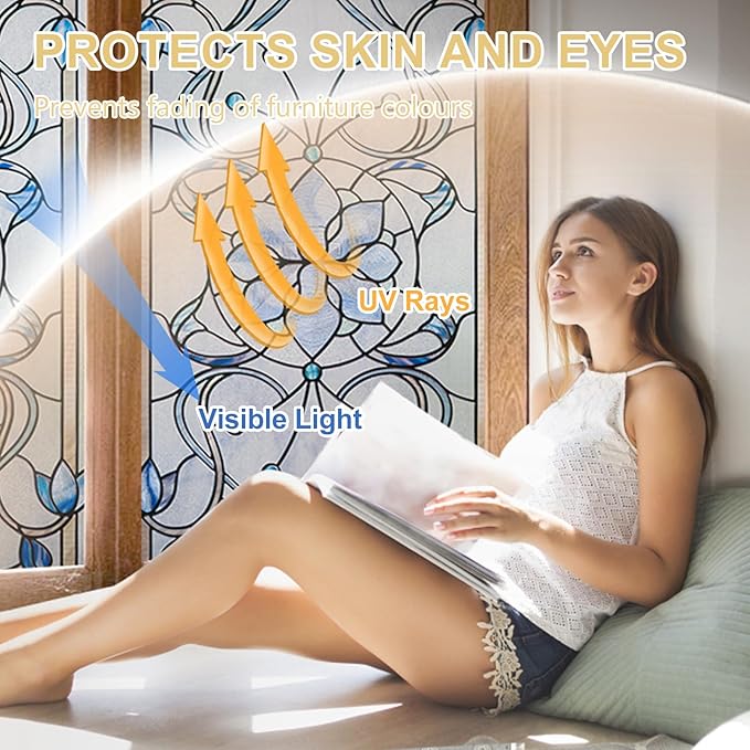 3D Stained Glass Window Privacy Film, Heat Control UV Blocking Static Cling - Image 4