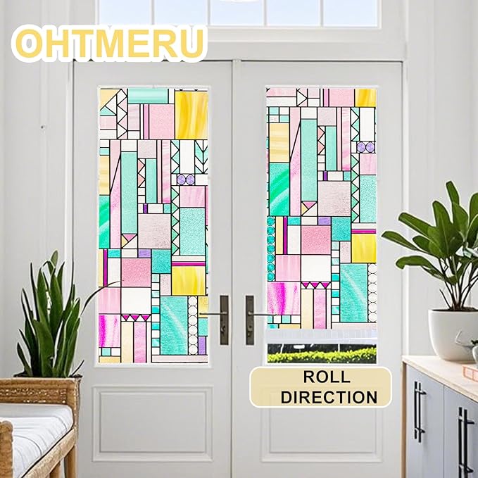3D Stained Glass Window Privacy Film, Heat Control UV Blocking Static Cling - Image 5